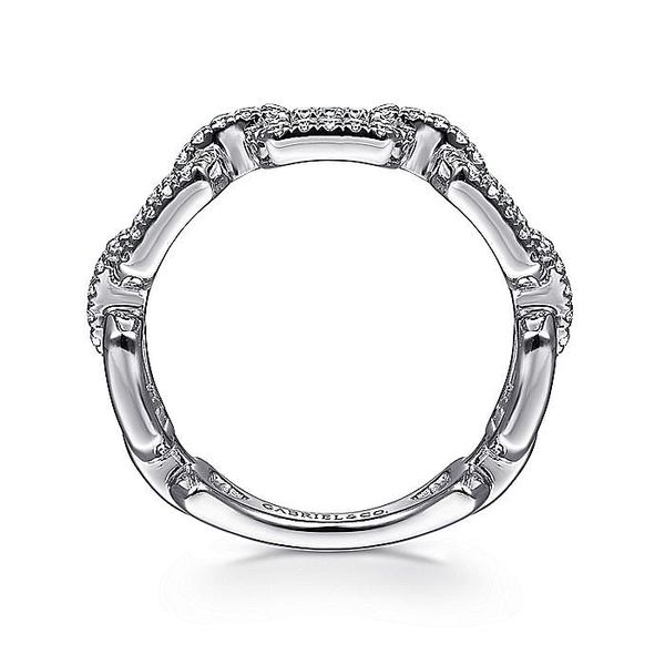 Gabriel & Co. 14 Karat White Gold Diamond Pave Chain Link Ring Image 2 Saxons Fine Jewelers Bend, OR