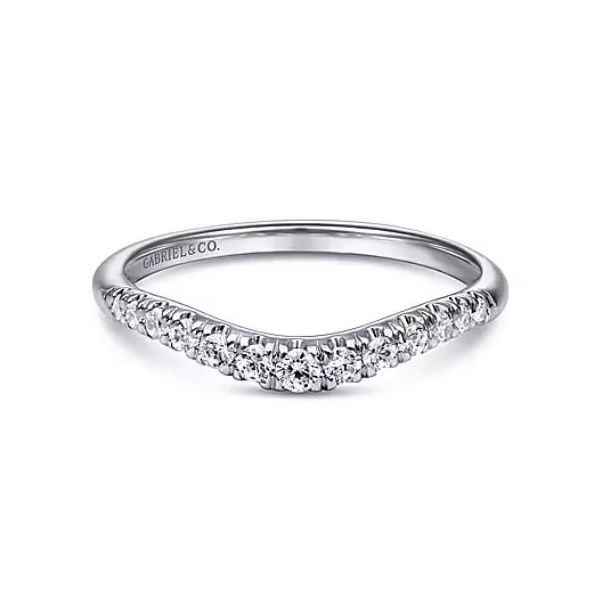 Gabriel & Co. White Gold with Curved Diamond French Pave Band Saxons Fine Jewelers Bend, OR