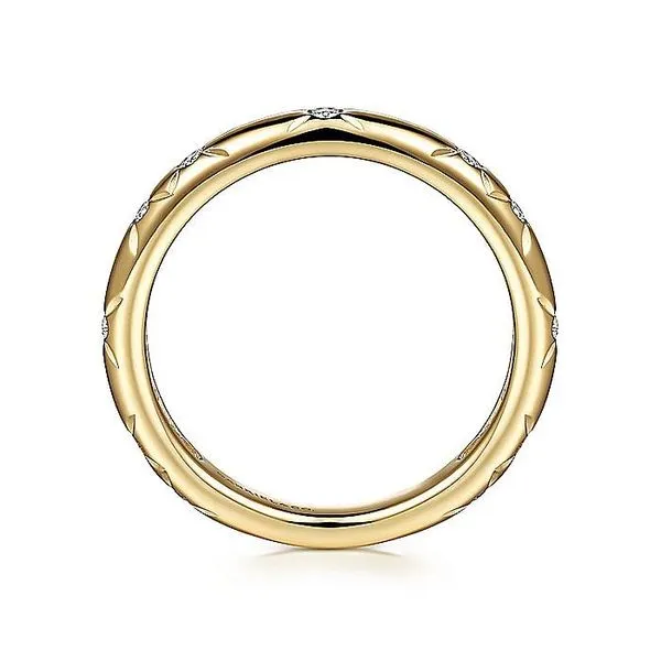 Gabriel & Co. 14 Karat Yellow Gold Diamond Flush Set Polished Band Image 2 Saxons Fine Jewelers Bend, OR