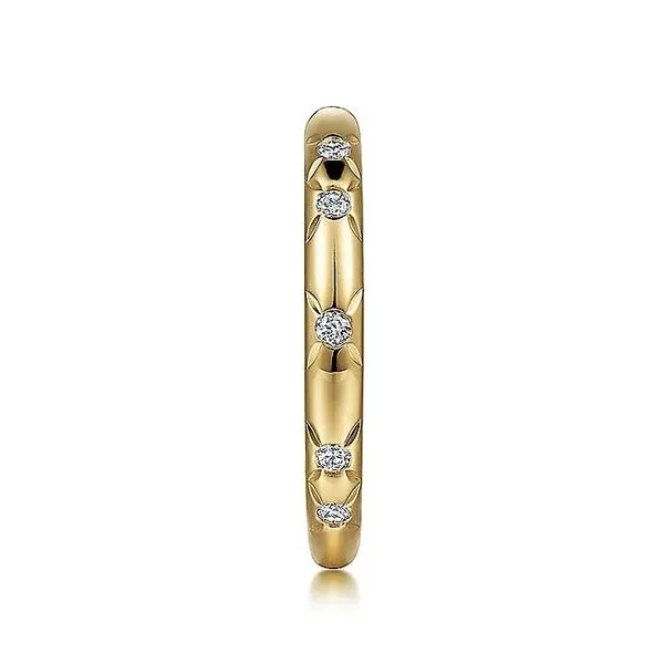 Gabriel & Co. 14 Karat Yellow Gold Diamond Flush Set Polished Band Image 4 Saxons Fine Jewelers Bend, OR