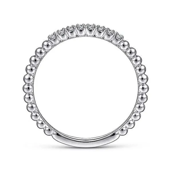 Gabriel & Co. 14 Karat White Gold Diamond Bujukan Bead Band Image 2 Saxons Fine Jewelers Bend, OR