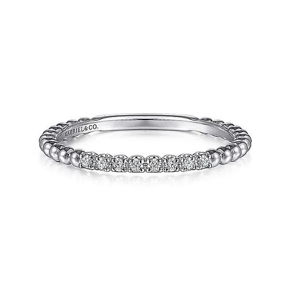 Gabriel & Co. 14 Karat White Gold Diamond Bujukan Bead Band Saxons Fine Jewelers Bend, OR