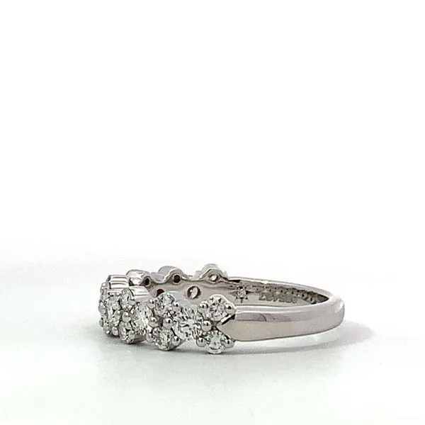 14 Karat White Gold Diamond Shared Prong Alternating Band