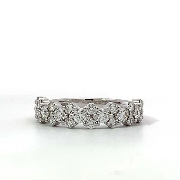 14 Karat White Gold Diamond Shared Prong Alternating Band