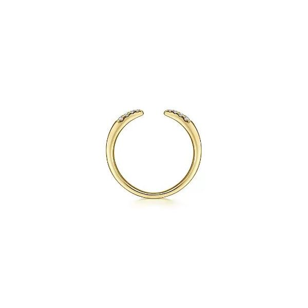 Gabriel & Co. 14 Karat Yellow Gold Open Diamond Tipped Stackable Ring Image 2 Saxons Fine Jewelers Bend, OR