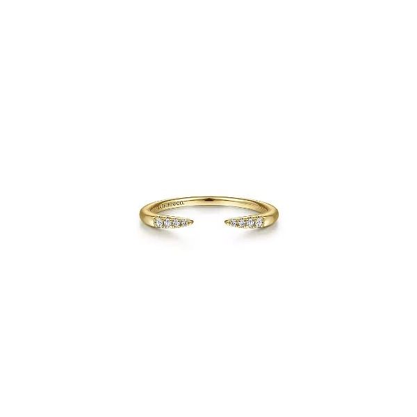 Gabriel & Co. 14 Karat Yellow Gold Open Diamond Tipped Stackable Ring Saxons Fine Jewelers Bend, OR