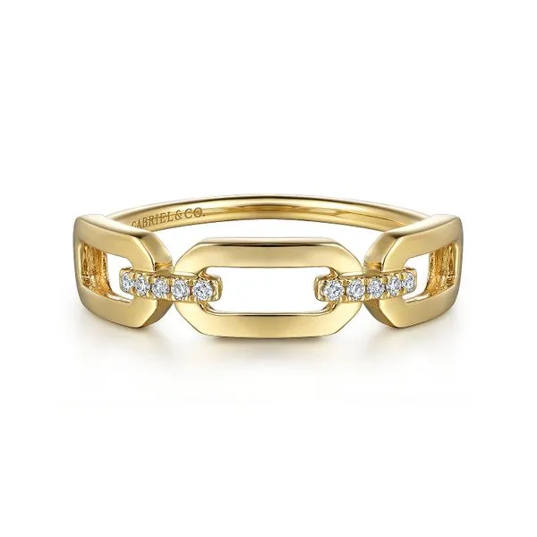 Gabriel & Co. 14 Karat Yellow Gold Diamond Link Chain Band Saxons Fine Jewelers Bend, OR