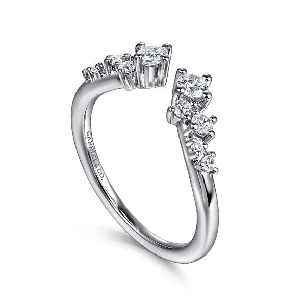 14K White Gold Diamond Scattered Curved Open Band Image 3 Saxons Fine Jewelers Bend, OR