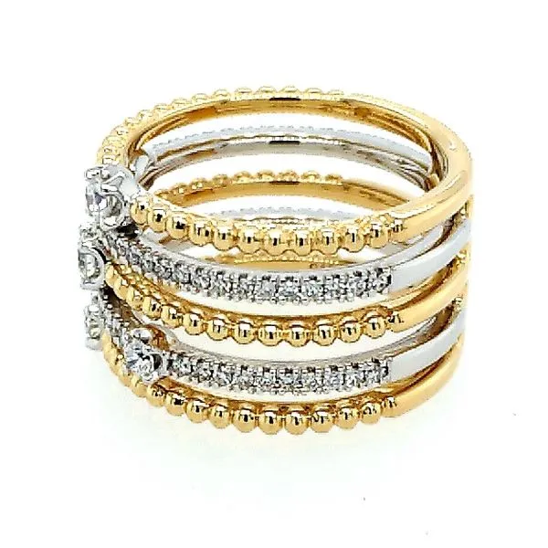 Gabriel & Co. 14 Karat Yellow Gold/White Gold Five Row Bujukan Diamond Station Ring Image 2 Saxons Fine Jewelers Bend, OR