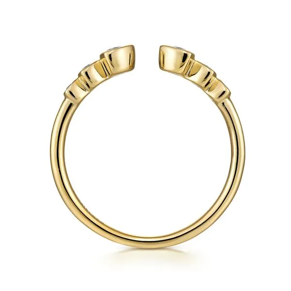 Gabriel & Co. 14 Karat Yellow Gold Diamond Graduated Bezel Set Open Band Image 2 Saxons Fine Jewelers Bend, OR