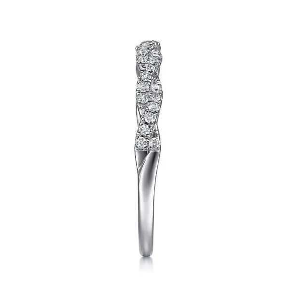 Gabriel & Co. 14 Karat White Gold Diamond Twisted Band Image 3 Saxons Fine Jewelers Bend, OR