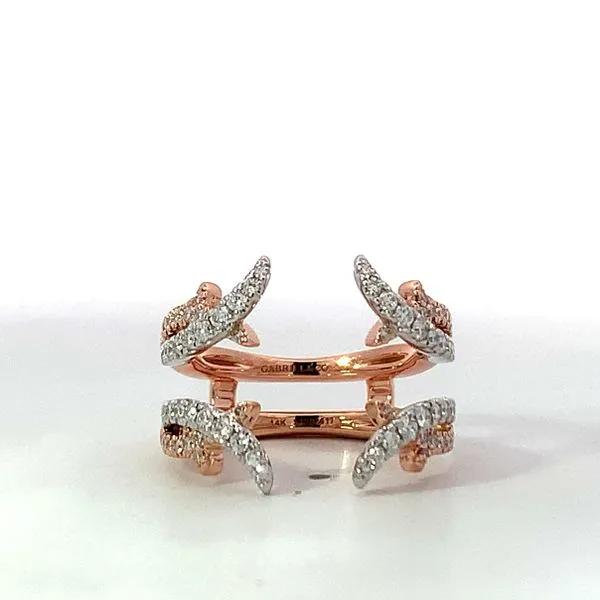 Gabriel & Co. 14 Karat White Gold/Rose Gold Diamond Swirl Enhancer Bands Saxons Fine Jewelers Bend, OR