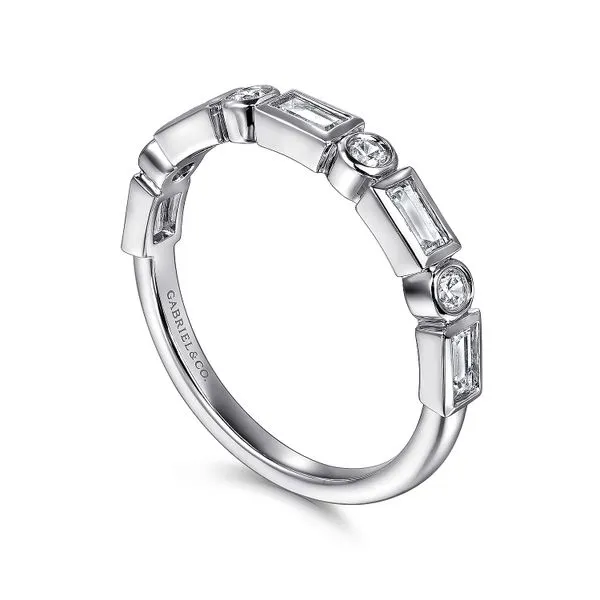Gabriel & Co. 14 Karat White Gold Diamond Baguette Round ...