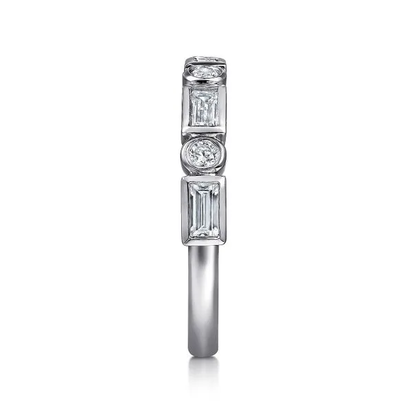 Gabriel & Co. 14 Karat White Gold Diamond Baguette Round ...