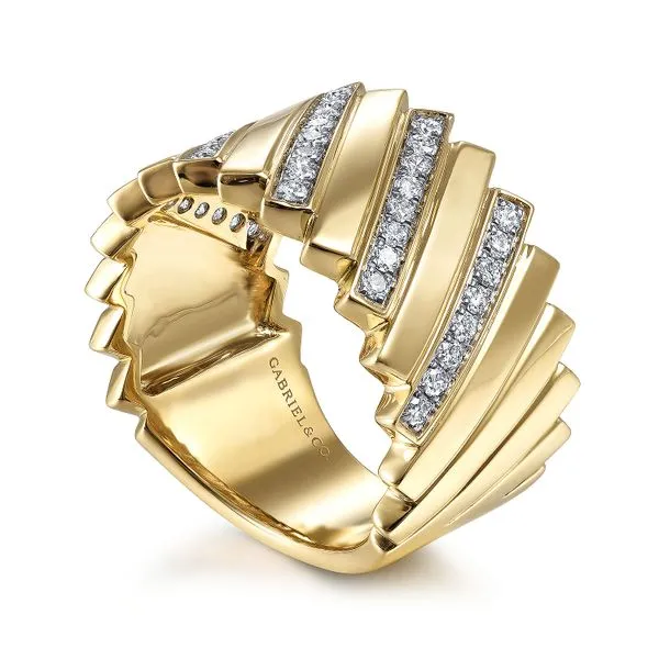 Gabriel & Co. 14 Karat Yellow Gold Diamond Alternating St...