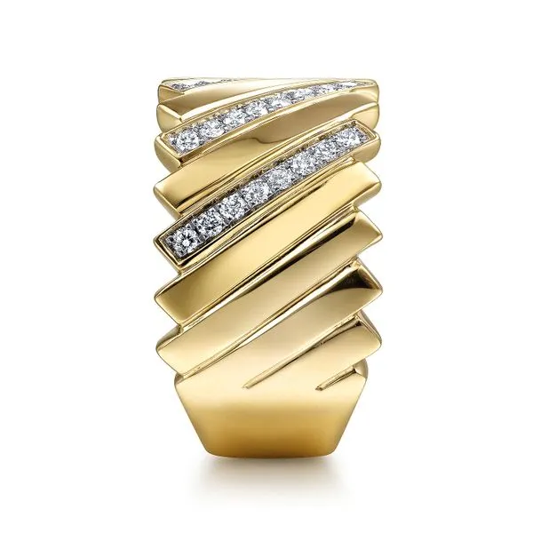 Gabriel & Co. 14 Karat Yellow Gold Diamond Alternating St...