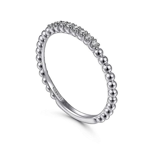 Gabriel & Co. 14 Karat White Gold Diamond Bujukan Bead Band Image 3 Saxons Fine Jewelers Bend, OR