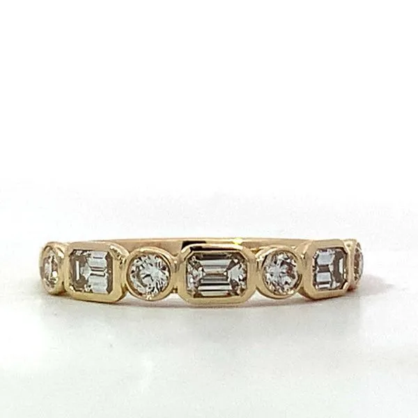Gabriel & Co. 14 Karat Yellow Gold Round Emerald Bezel Se...
