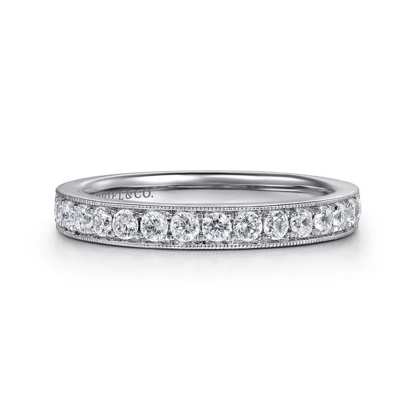 Gabriel & Co. 14 Karat White Gold Diamond Micro Pave Chan...