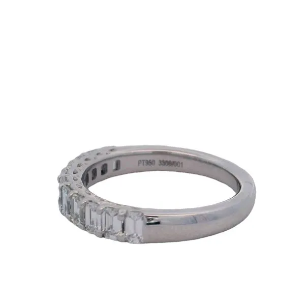 Platinum Diamond Emerald Cut 11 Shared Prong Band Image 2 Saxons Fine Jewelers Bend, OR