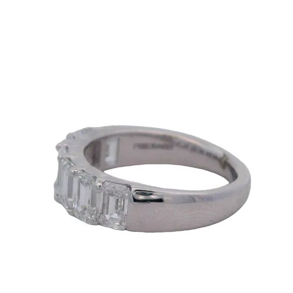 Platinum Diamond Emerald Cut 7 Shared Prong Band Image 2 Saxons Fine Jewelers Bend, OR