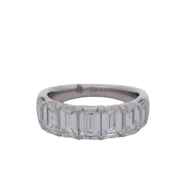 Platinum Diamond Emerald Cut 7 Shared Prong Band Saxons Fine Jewelers Bend, OR