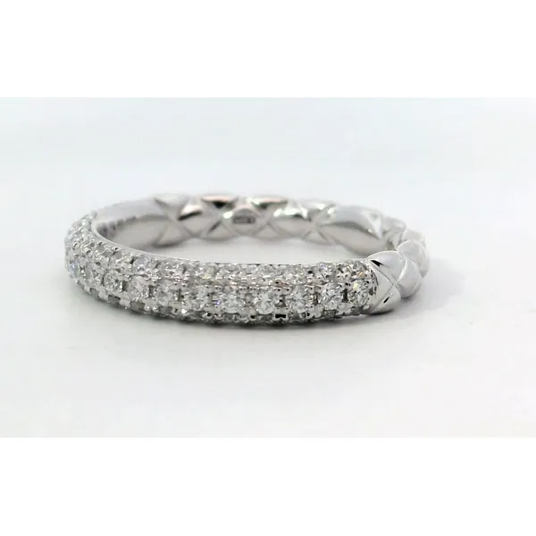 18K White Gold Diamond Pave Quilted Band Image 3 Saxons Fine Jewelers Bend, OR