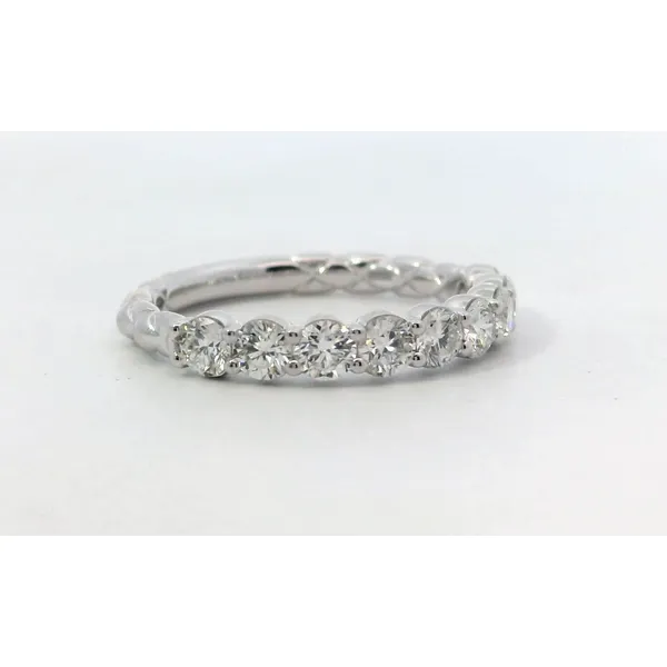18K White Gold Round Diamond Quilted Wedding Band Image 2 Saxons Fine Jewelers Bend, OR