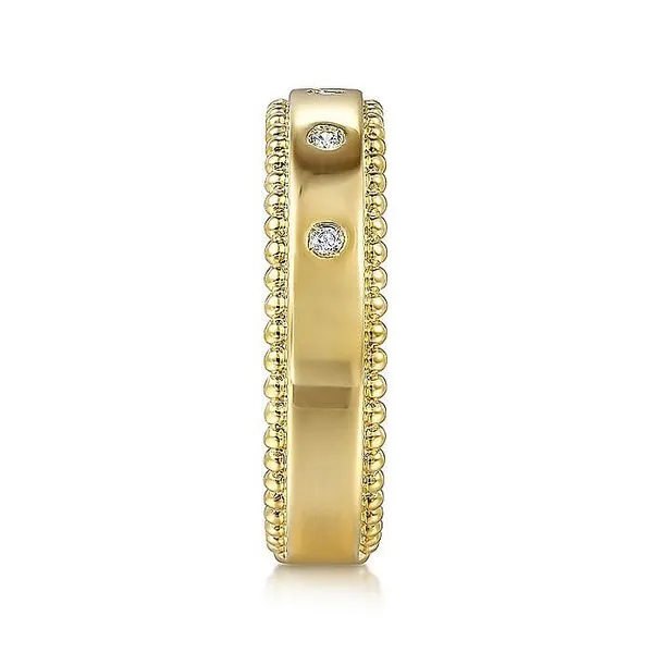 Gabriel & Co. 14 Karat Yellow Gold Bujukan Diamond Bezel Wide Stackable Ring Image 4 Saxons Fine Jewelers Bend, OR
