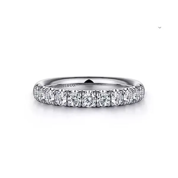 Gabriel & Co. White Gold 11 Stone French Pave Diamond Band Saxons Fine Jewelers Bend, OR