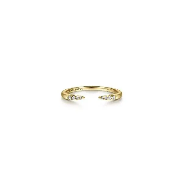 Gabriel & Co. 14 Karat Yellow Gold Open Diamond Tipped Stackable Ring Saxons Fine Jewelers Bend, OR