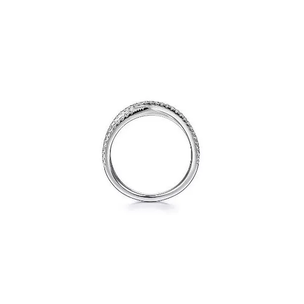 Gabriel & Co. 14 Karat White Gold Diamond Criss Cross Stackable Ring Image 2 Saxons Fine Jewelers Bend, OR