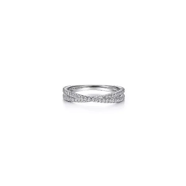 Gabriel & Co. 14 Karat White Gold Diamond Criss Cross Stackable Ring Saxons Fine Jewelers Bend, OR