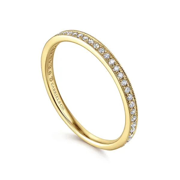 Gabriel & Co. 14 Karat Yellow Gold Diamond Pave Band Image 3 Saxons Fine Jewelers Bend, OR