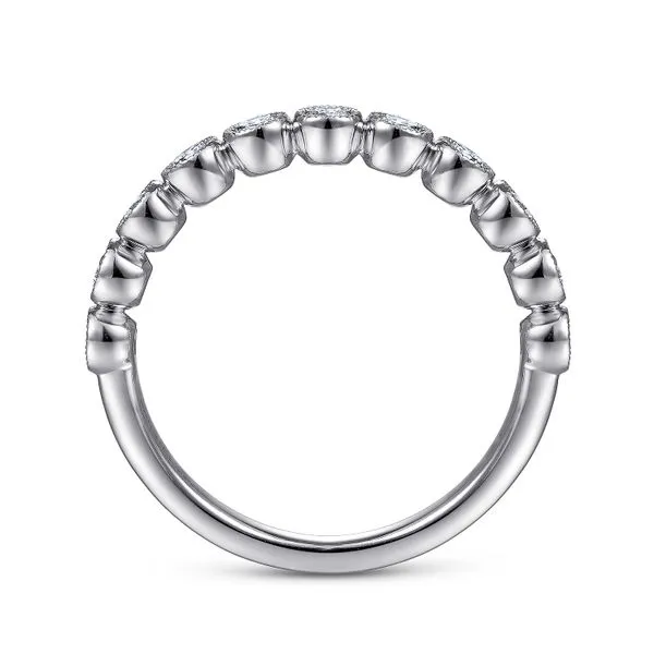 Gabriel & Co. 14 Karat White Gold Diamond Miligrain Bezel Band Image 2 Saxons Fine Jewelers Bend, OR
