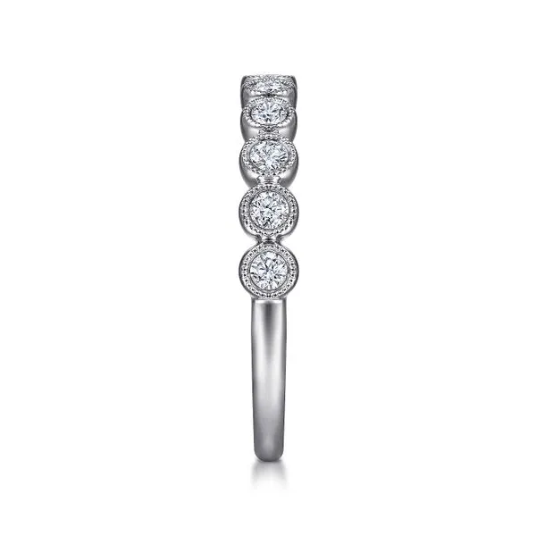 Gabriel & Co. 14 Karat White Gold Diamond Miligrain Bezel Band Image 4 Saxons Fine Jewelers Bend, OR