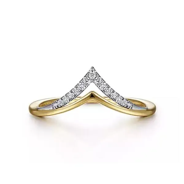 Gabriel & Co. 14 Karat White Gold/Yellow Gold Diamond Chevron Ring Saxons Fine Jewelers Bend, OR