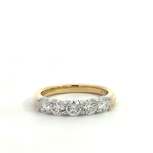 Gabriel & Co. 14 Karat White Gold/Yellow Gold Diamond 5 Stone Anniversary Band Saxons Fine Jewelers Bend, OR