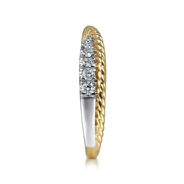Gabriel & Co. 14K YG/WG Criss Cross Diamond Twisted Band Image 4 Saxons Fine Jewelers Bend, OR