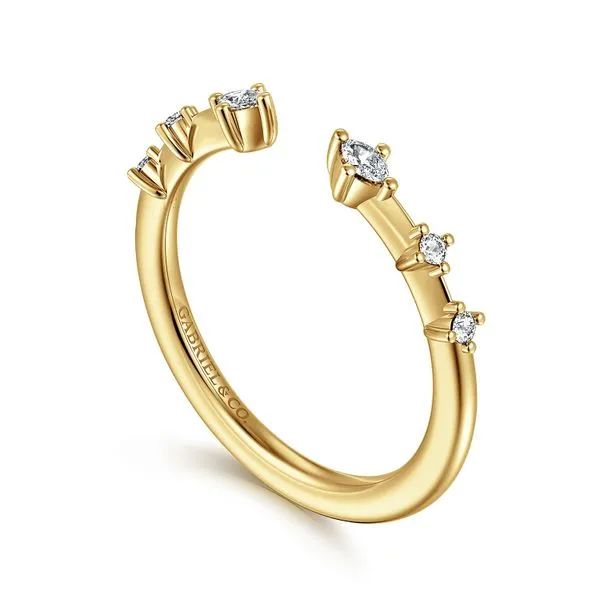 Gabriel & Co.14K YG Dia Marquise Round Station Open Band Image 3 Saxons Fine Jewelers Bend, OR