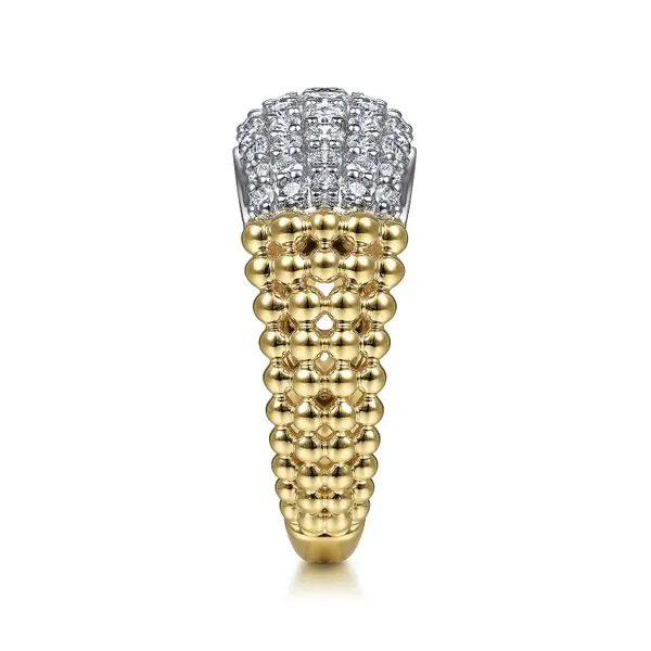 Gabriel & Co.14K YG/WG Diamond Pave Bujukan Bead Wide Band Image 4 Saxons Fine Jewelers Bend, OR