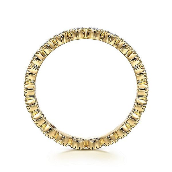 Gabriel & Co. 14 Karat Yellow Gold Diamond Milgrain Bezel Almost Eternity Band Image 2 Saxons Fine Jewelers Bend, OR