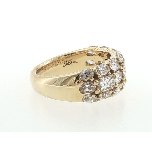 18K Yellow Gold Oval and Emerald Cut Diamond Three Row Wide Band Ring Image 2 Saxons Fine Jewelers Bend, OR