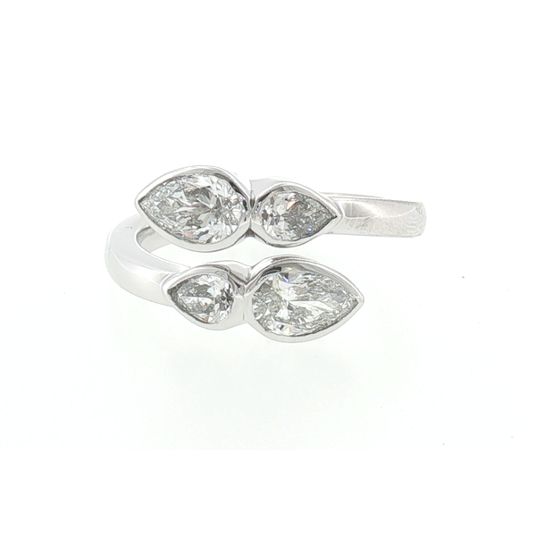 Platinum Pear Shape Diamond Bezel Set Bypass Band Ring Saxons Fine Jewelers Bend, OR