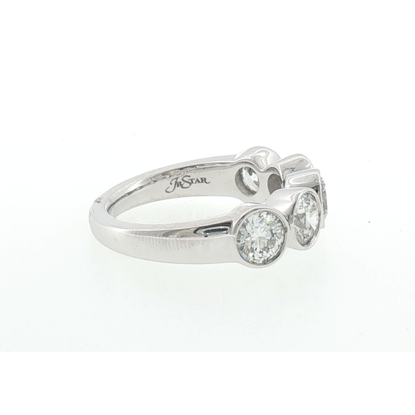 Platinum GIA Certified Round Diamond Five Stone Bezel Set Wedding Band Image 2 Saxons Fine Jewelers Bend, OR