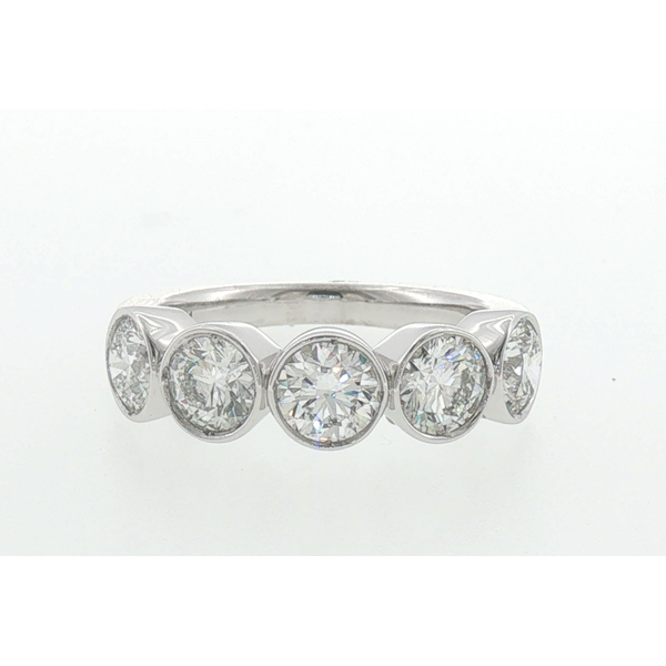 Platinum GIA Certified Round Diamond Five Stone Bezel Set Wedding Band Saxons Fine Jewelers Bend, OR