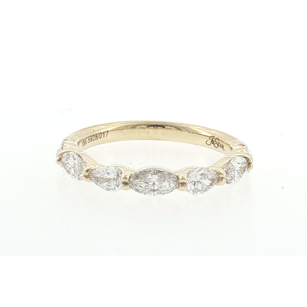 18K Yellow Gold Marquise and Pear Diamond Seven Stone Shared Prong Wedding Band Saxons Fine Jewelers Bend, OR
