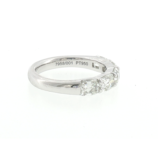 Platinum Vintage Cut Diamond Five Stone Shared Prong Wedding Band Image 2 Saxons Fine Jewelers Bend, OR