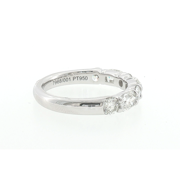 Platinum Vintage Cut Round Diamond Shared Prong Wedding Band Image 2 Saxons Fine Jewelers Bend, OR