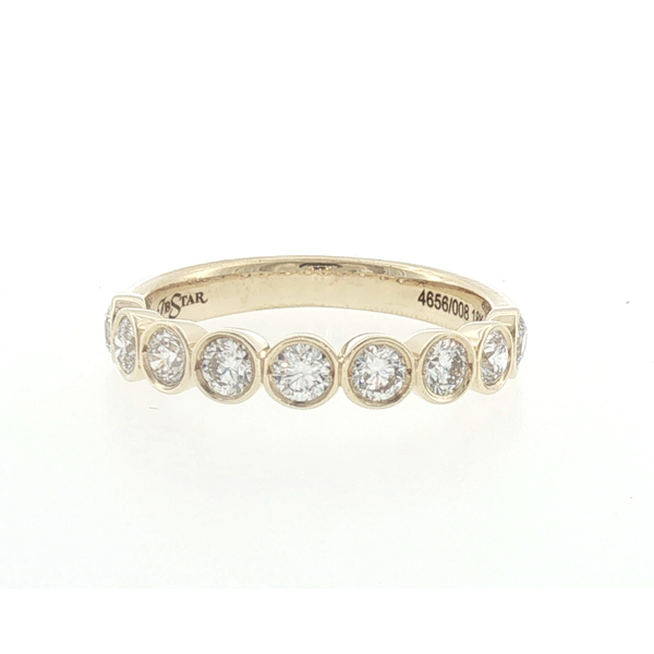 18K Yellow Gold Round Diamond Nine Stone Bezel Set Wedding Band Saxons Fine Jewelers Bend, OR